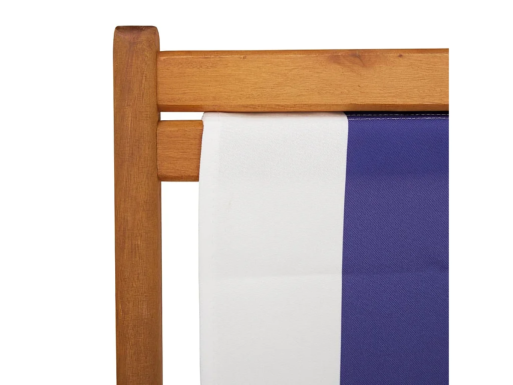 Blau-weißer Klappstrandstuhl Eukalyptusholz/Stoff