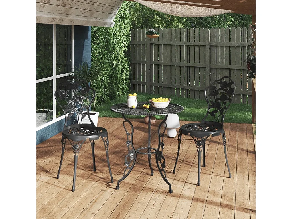 Bistrostühle 2er Set Aluminiumguss Schwarz