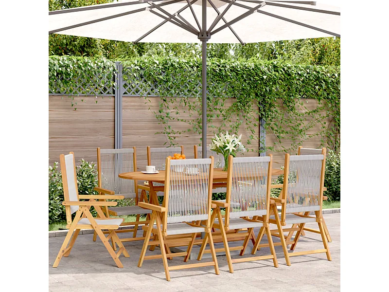 Chaises inclinables de jardin lot de 8 gris bois massif acacia