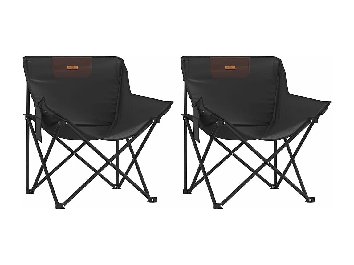 Chaise de camping avec poche pliable lot de 2 noir