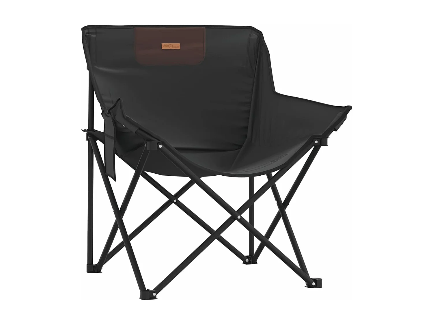Chaise de camping avec poche pliable lot de 2 noir