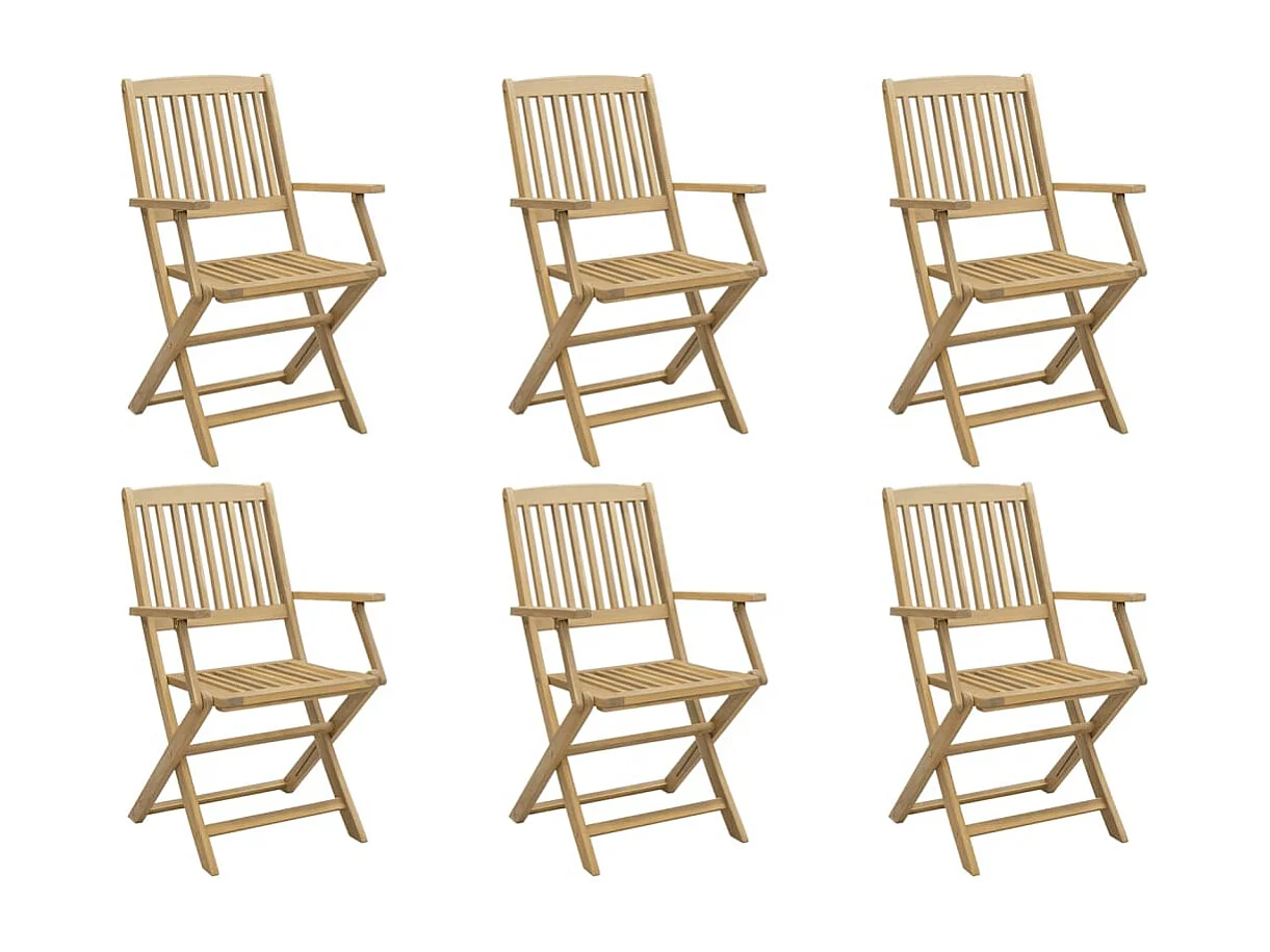 Set di 6 sedie da giardino pieghevoli 54,5x58x90 cm in legno di acacia