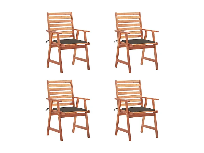 Chaises à manger d'extérieur lot de 4 et coussins Acacia massif