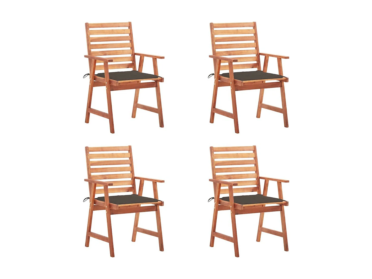 Chaises à manger d'extérieur lot de 4 et coussins Acacia massif