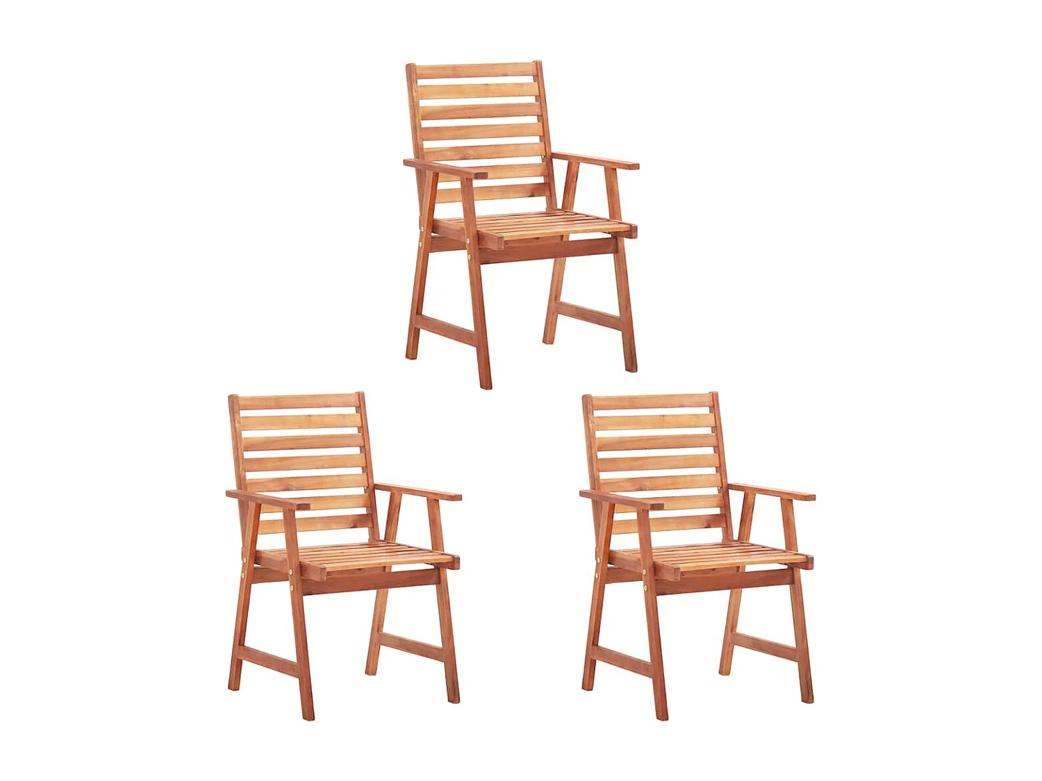 Chaises à manger d'extérieur lot de 3 et coussins Acacia massif