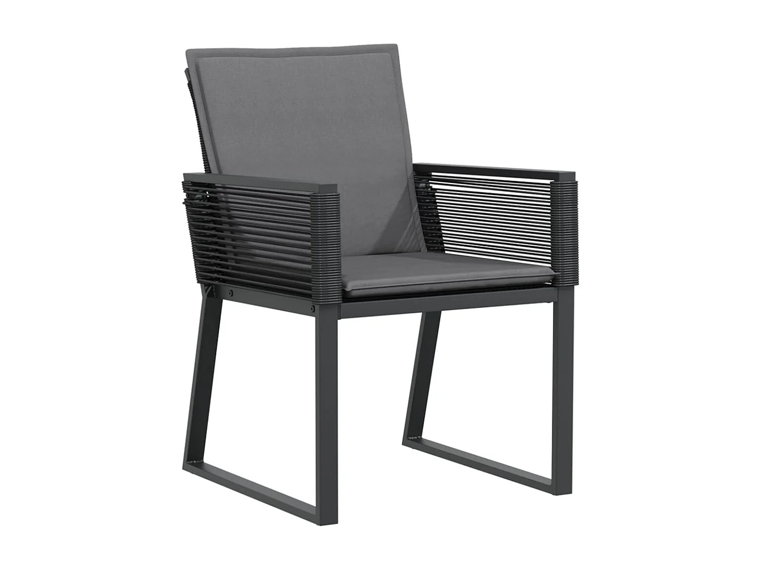 Chaises de jardin lot de 4 avec coussins noir résine tressée