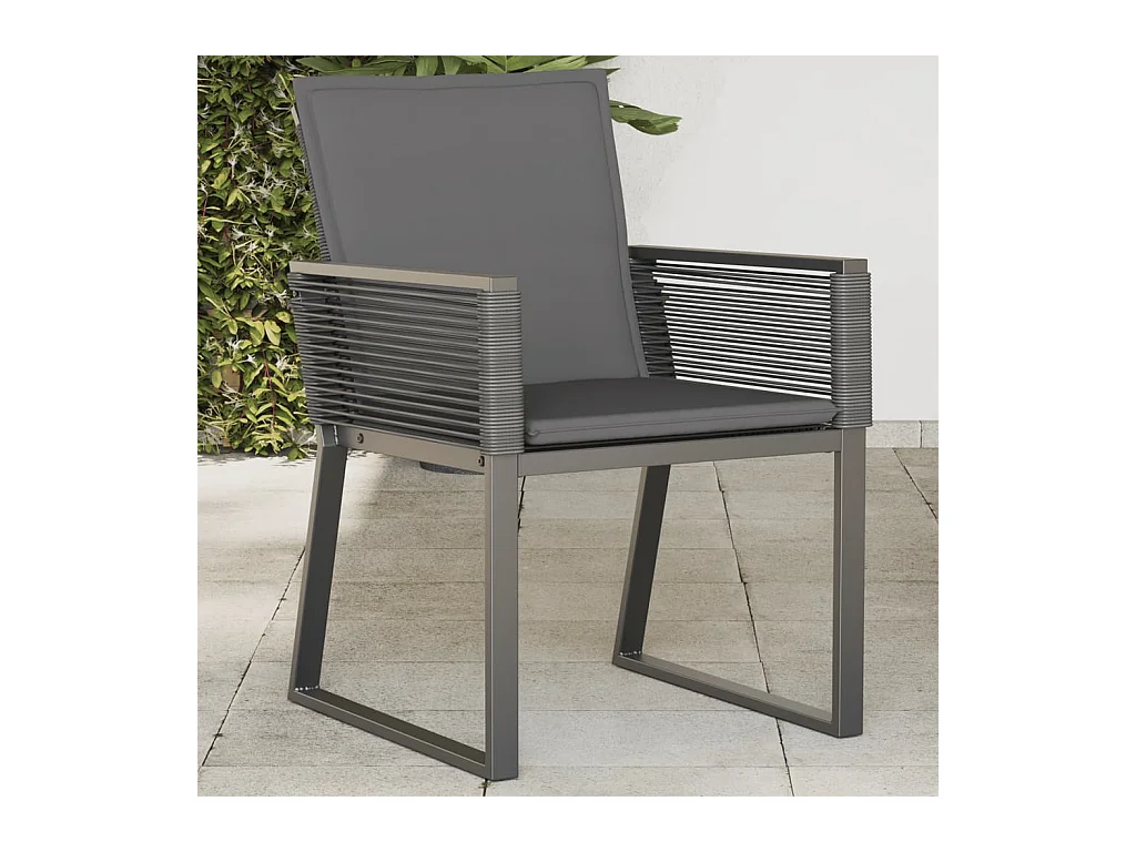 Chaises de jardin lot de 4 avec coussins noir résine tressée