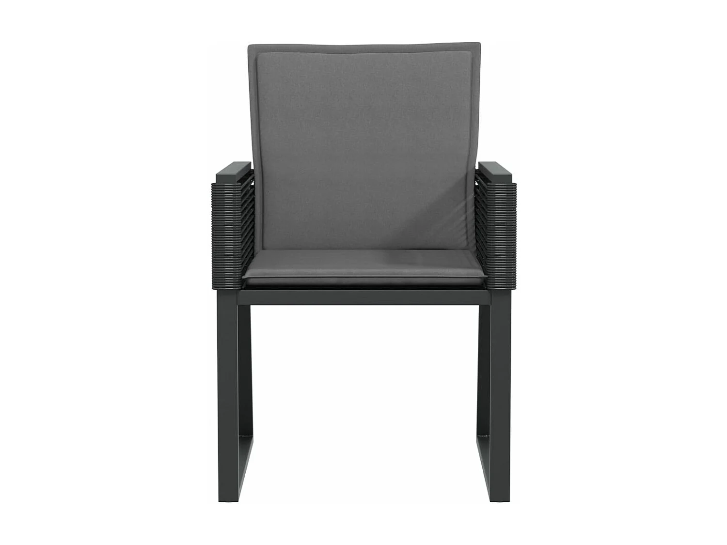 Chaises de jardin lot de 4 avec coussins noir résine tressée