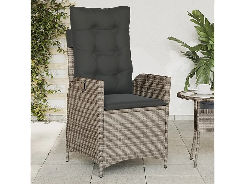 Chaise inclinable de jardin avec coussins gris résine tressée