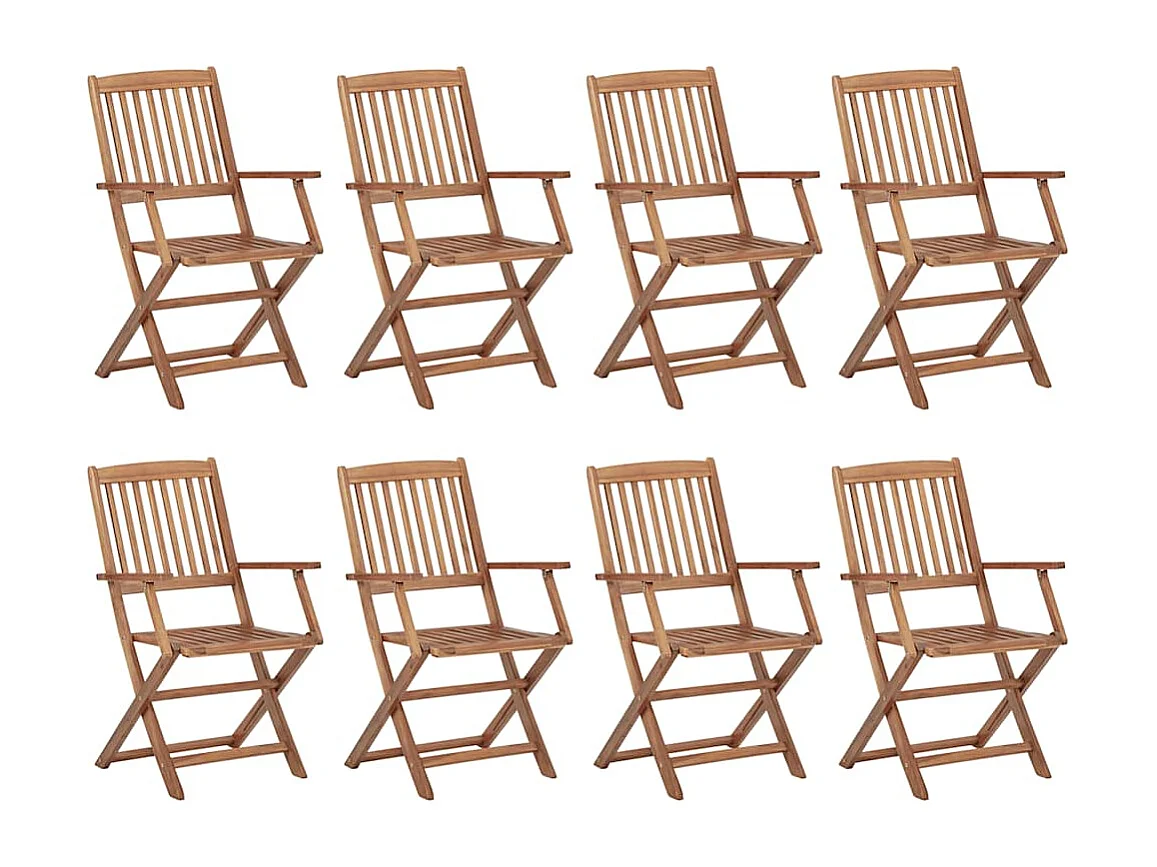 Chaises pliables d'extérieur et coussins lot de 8 Bois d'acacia