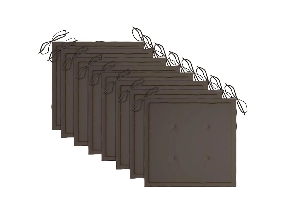 Tuinstoelen met taupe kussens set van 8 Massief teakhout