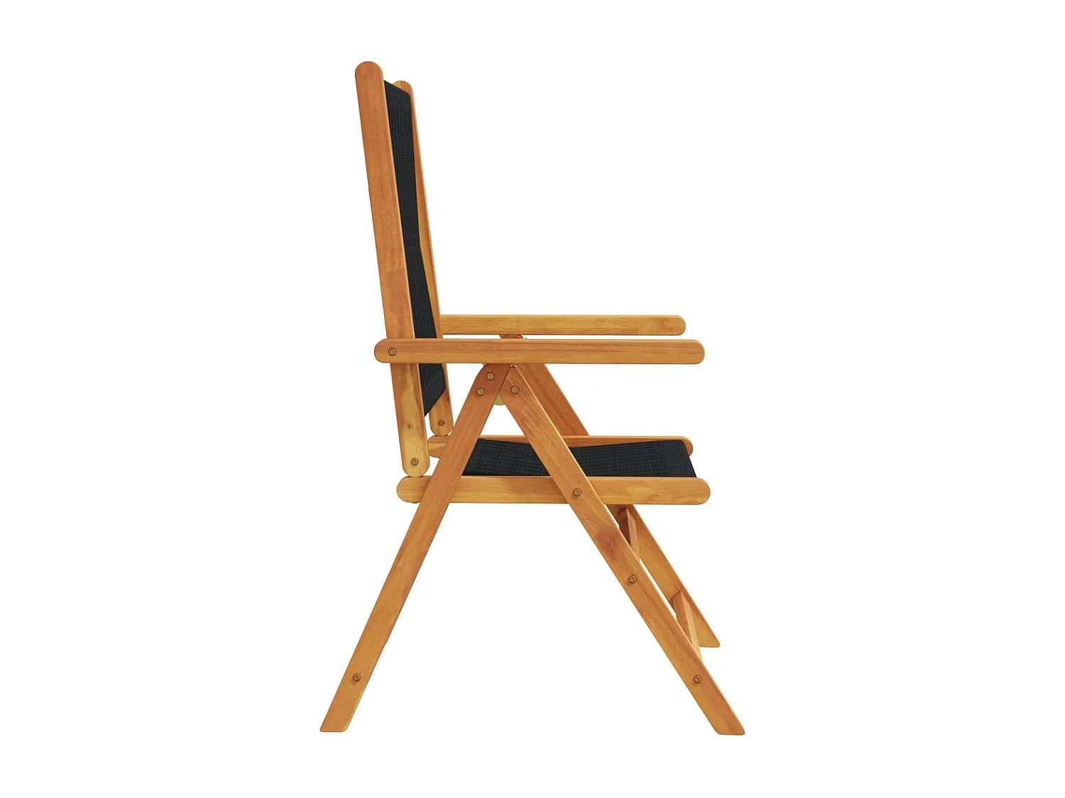 Set di 4 sedie reclinabili da giardino in legno massello di acacia nero