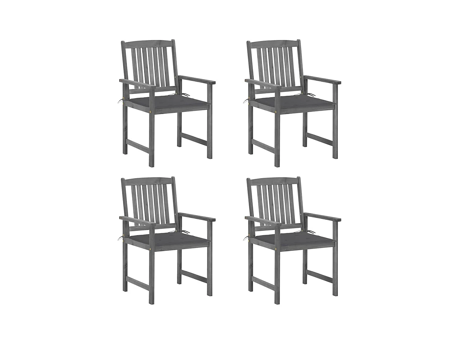 Chaises de jardin et coussins lot de 4 Gris Bois acacia massif