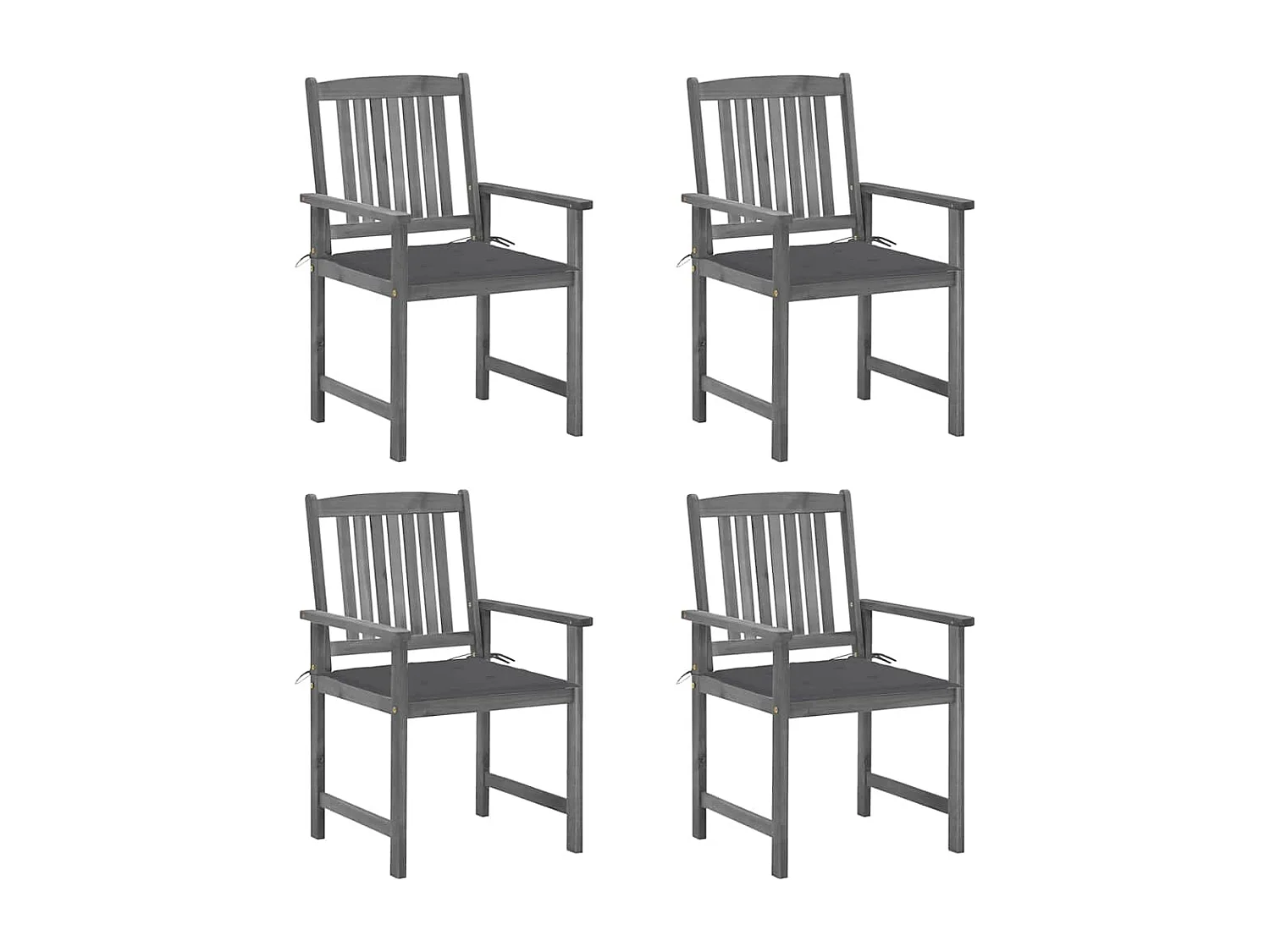 Chaises de jardin et coussins lot de 4 Gris Bois acacia massif