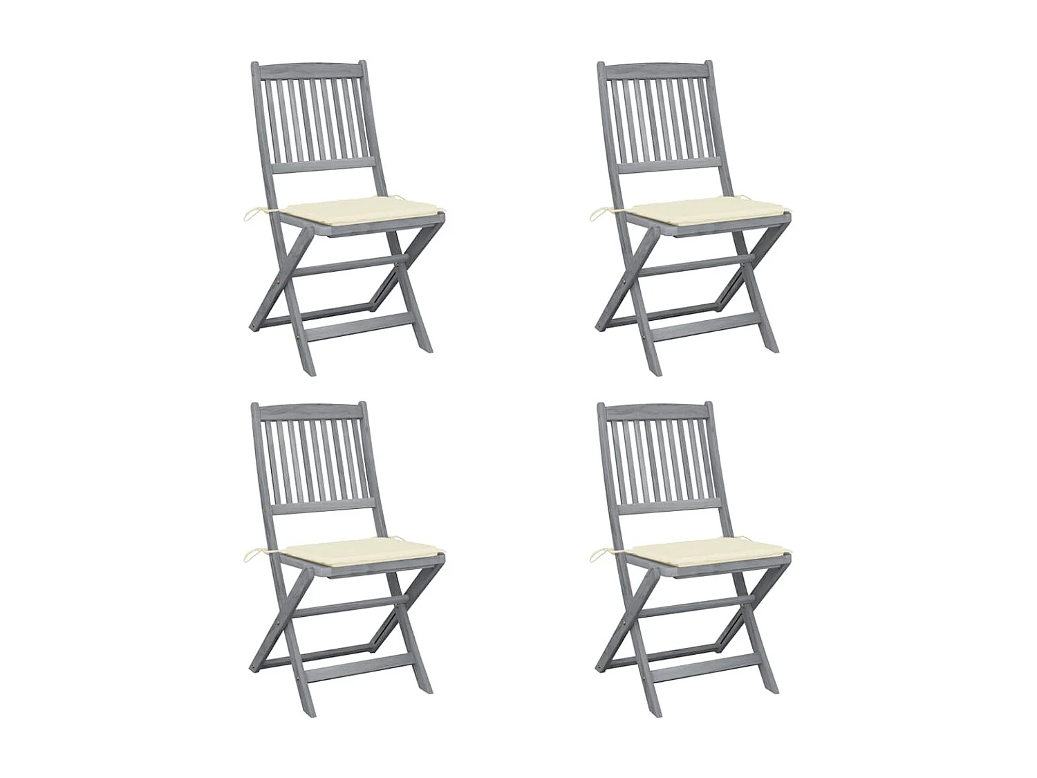 Chaises pliables d'extérieur lot de 4 et coussins Bois d'acacia