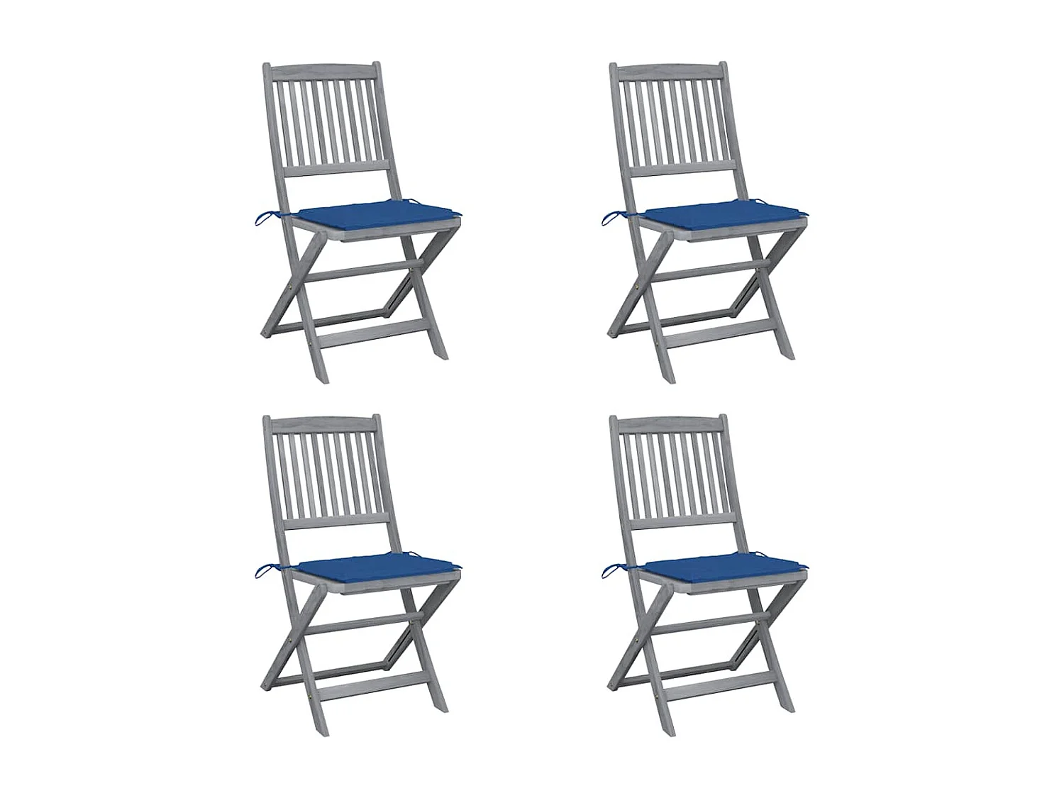 Chaises pliables d'extérieur lot de 4 et coussins Bois d'acacia