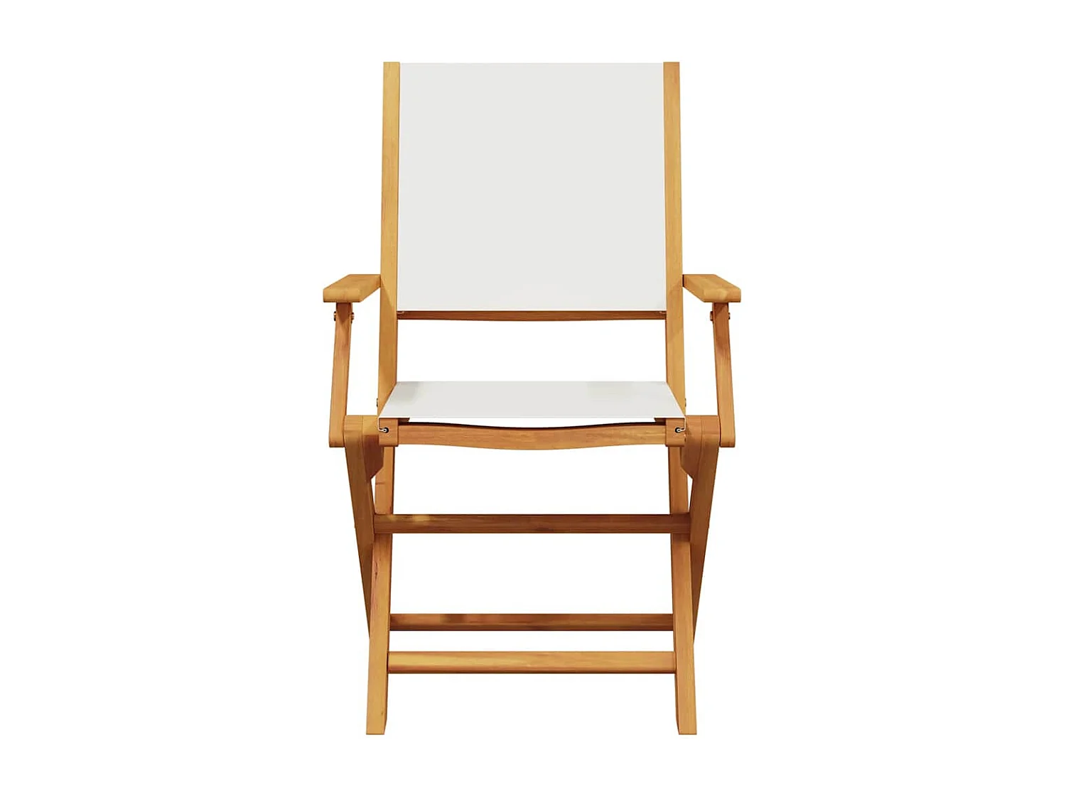 Juego de 2 sillas de jardín de madera maciza de acacia de color blanco crema y tela