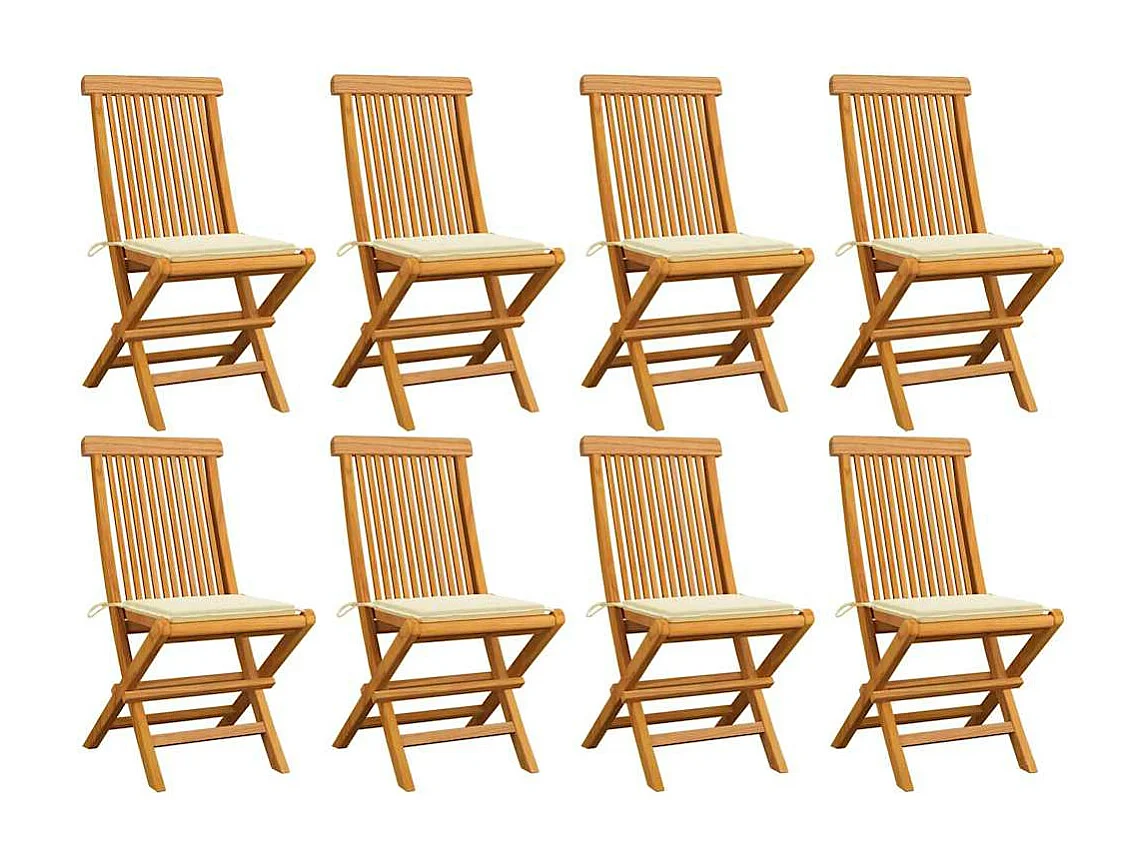 Tuinstoelen en crème kussens set van 8 Massief teakhout