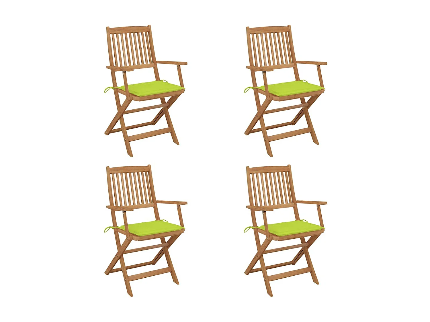 Chaises pliables de jardin lot de 4 avec coussins Bois d'acacia