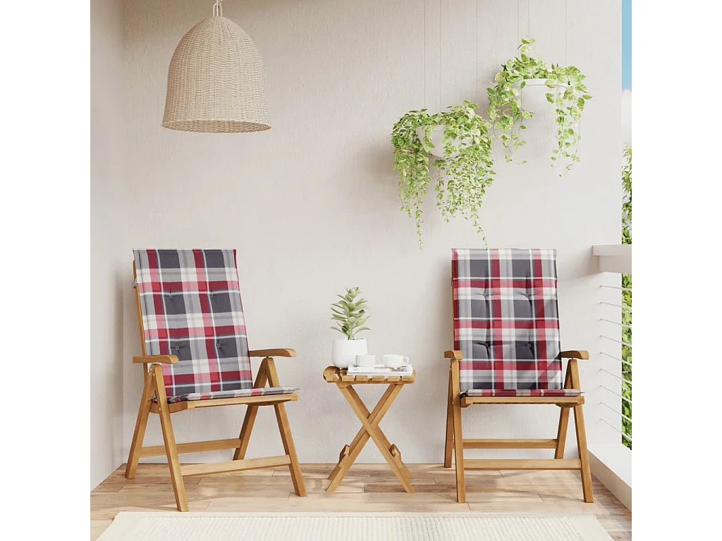 Chaises de jardin inclinables lot de 2 et coussins teck massif