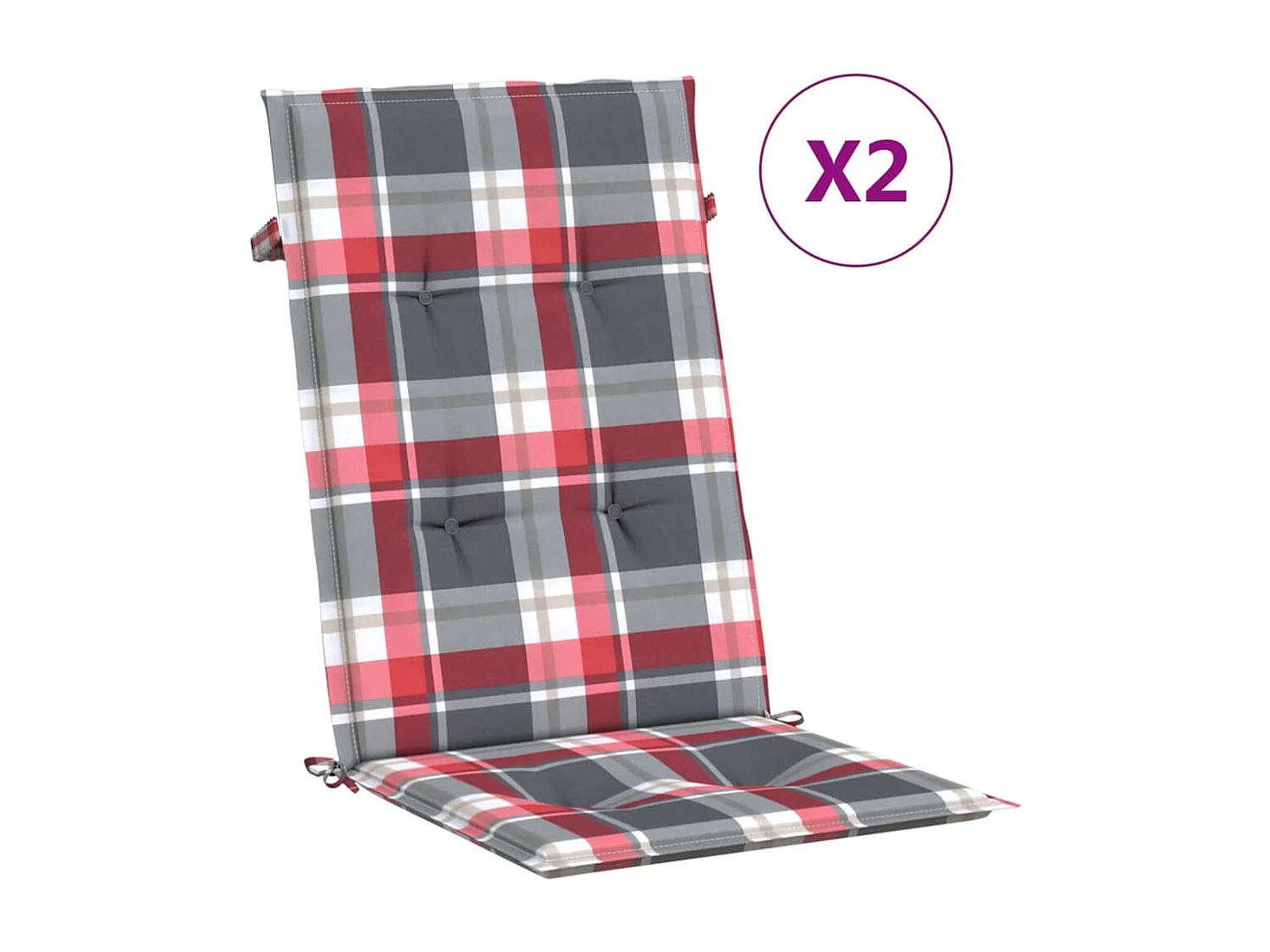 Chaises de jardin inclinables lot de 2 et coussins teck massif