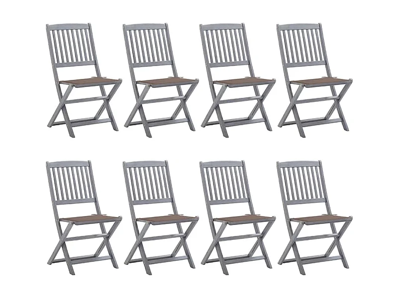 Chaises pliables d'extérieur lot de 8 et coussins Bois d'acacia