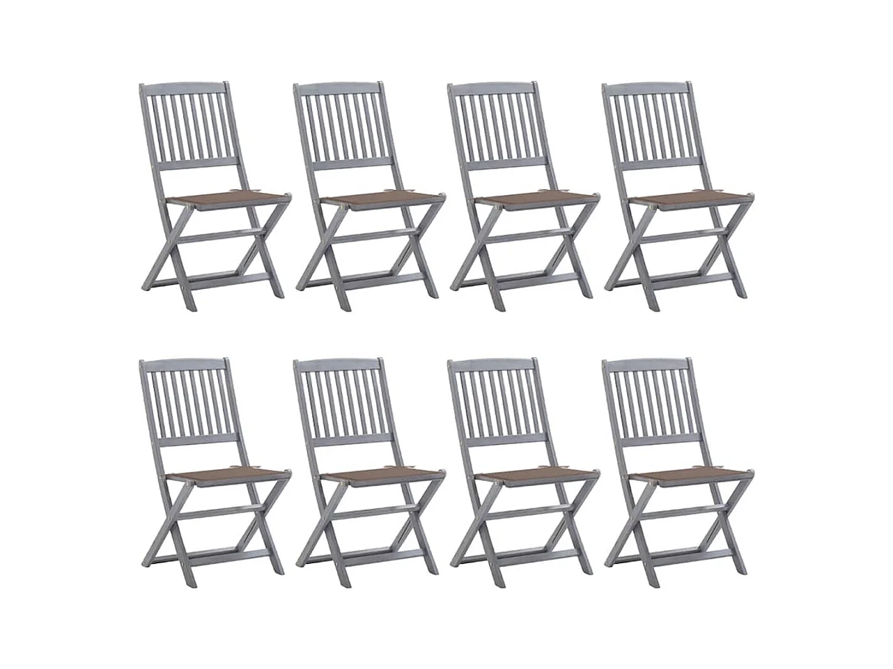 Chaises pliables d'extérieur lot de 8 et coussins Bois d'acacia