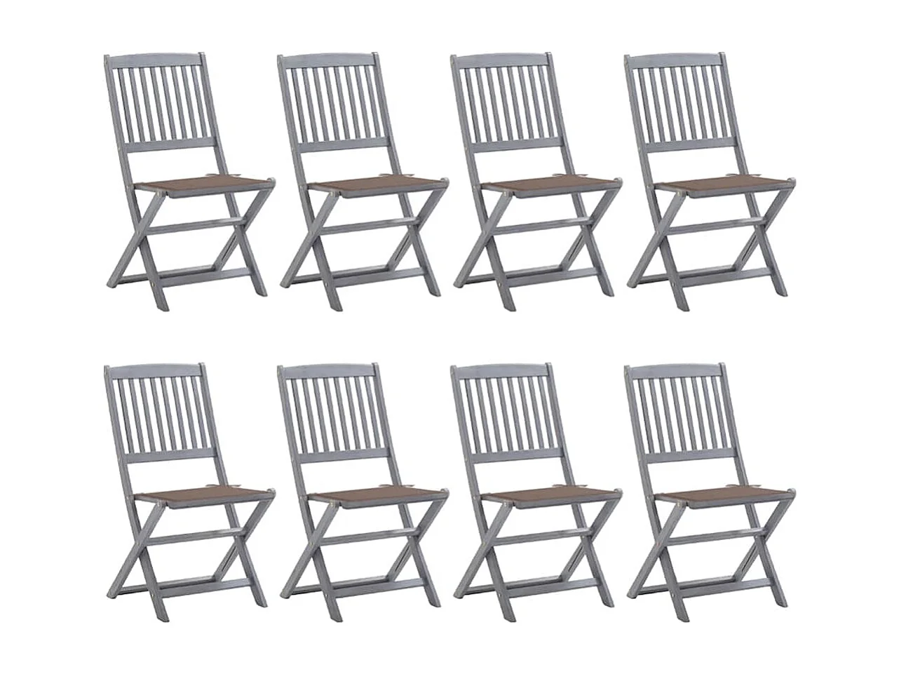 Chaises pliables d'extérieur lot de 8 et coussins Bois d'acacia