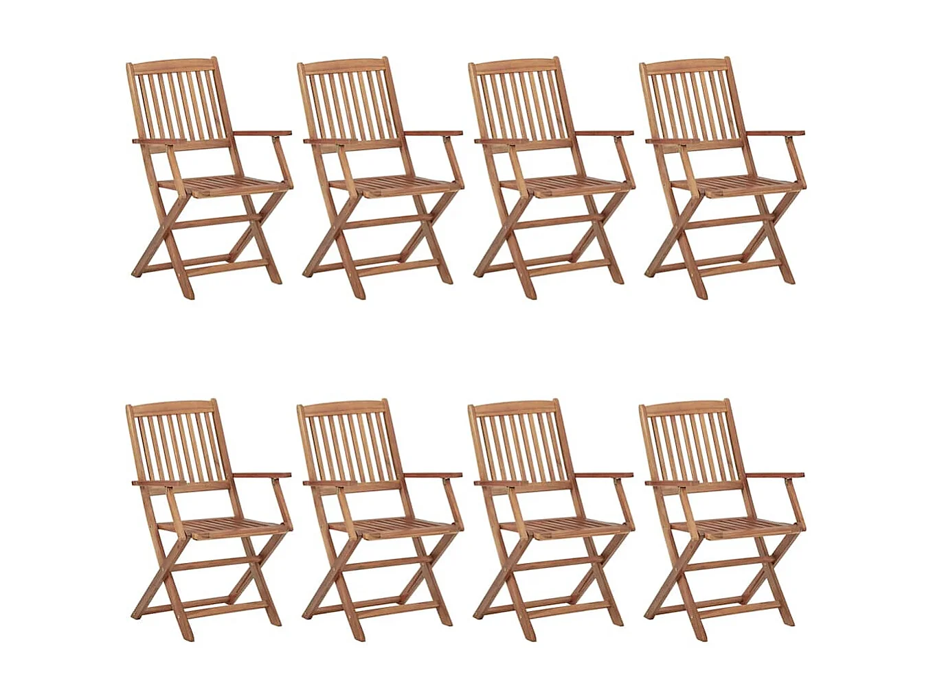 Chaises pliables de jardin lot de 8 avec coussins Bois d'acacia