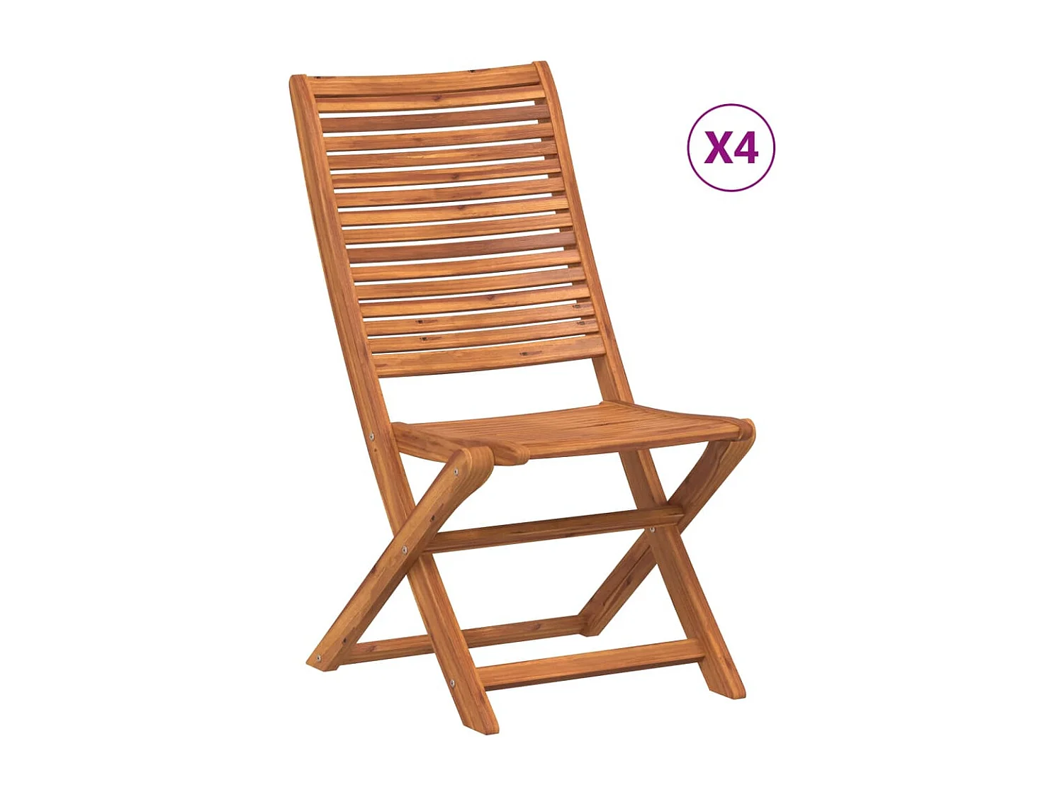 Set di 4 sedie pieghevoli da giardino in legno massello di acacia grigio