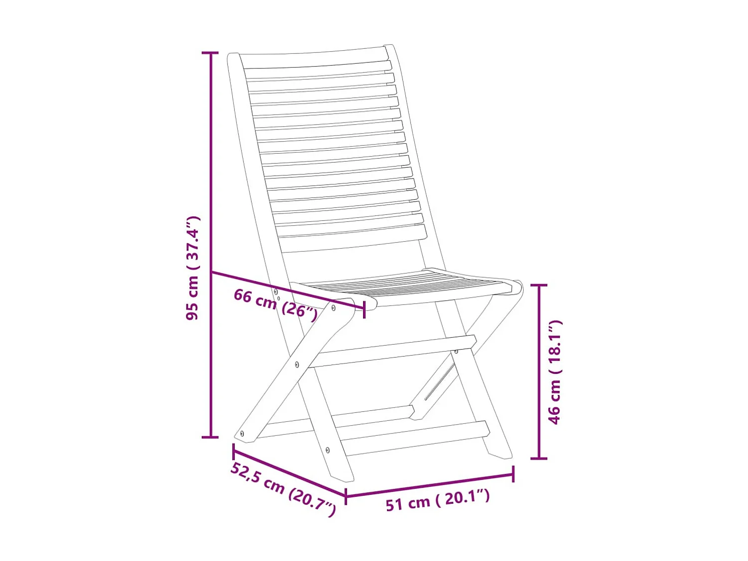Set di 4 sedie pieghevoli da giardino in legno massello di acacia grigio