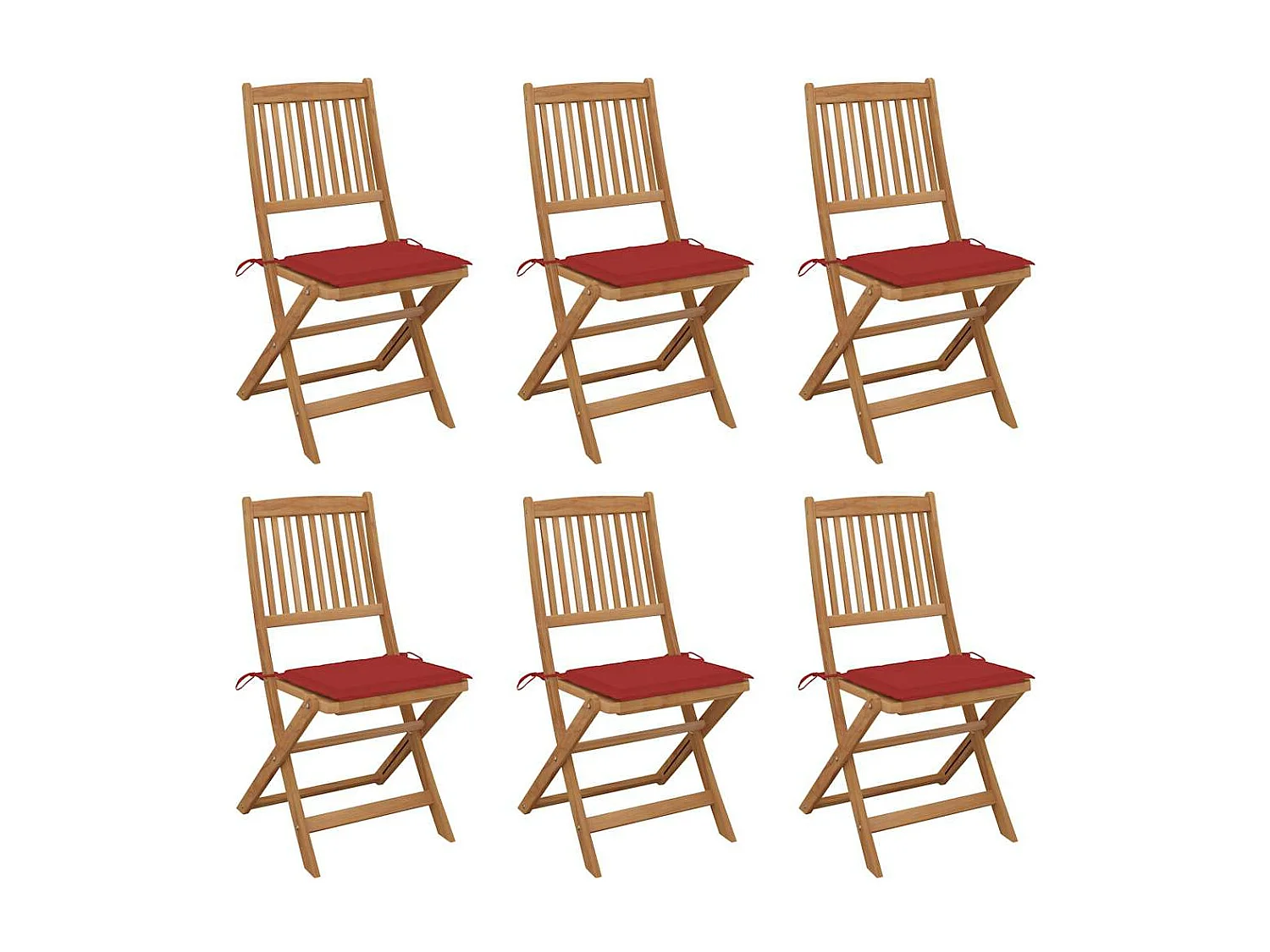 Chaises pliables de jardin lot de 6 avec coussins Bois d'acacia