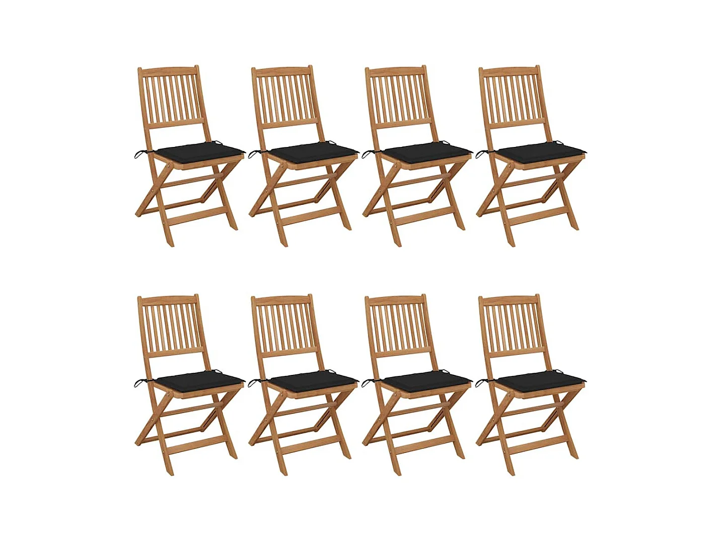 Klappbare Gartenstühle 8er Set mit Auflagen Akazienholz
