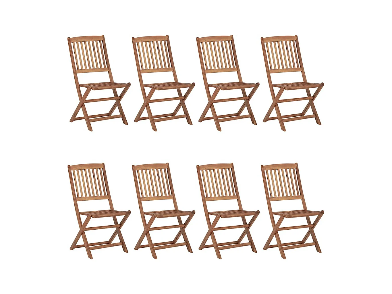 Set di 8 sedie da giardino pieghevoli con cuscini in legno di acacia