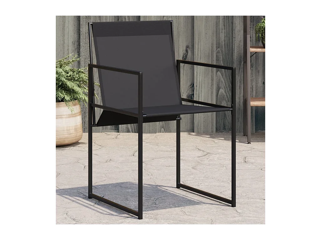 Chaises de jardin 4 pcs noir acier et textilène