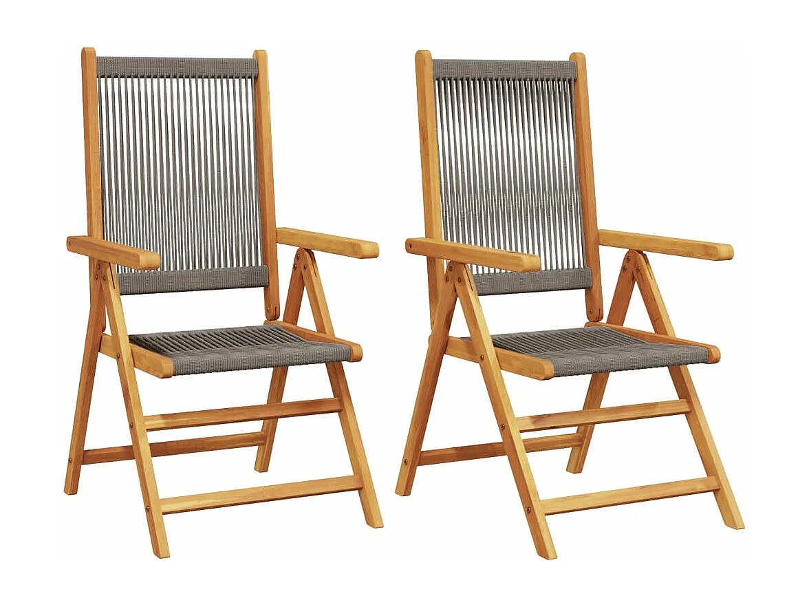 Chaises de jardin lot de 2 gris bois d'acacia et polypropylène
