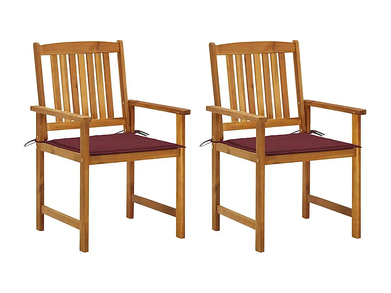 Chaises de jardin avec coussins lot de 2 Bois d'acacia massif