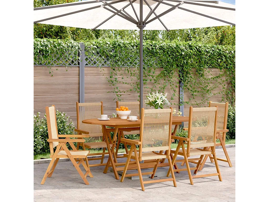 Chaises inclinables de jardin lot de 6 beige bois massif acacia