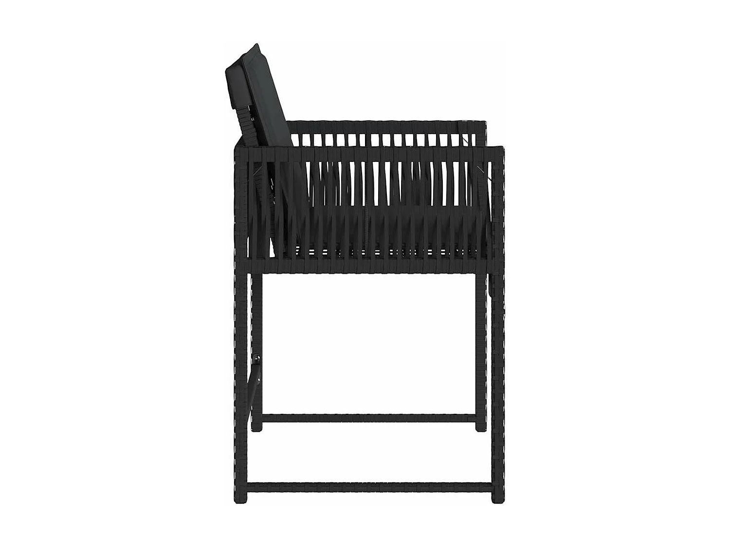 Set di 4 sedie da giardino con cuscini neri in resina intrecciata