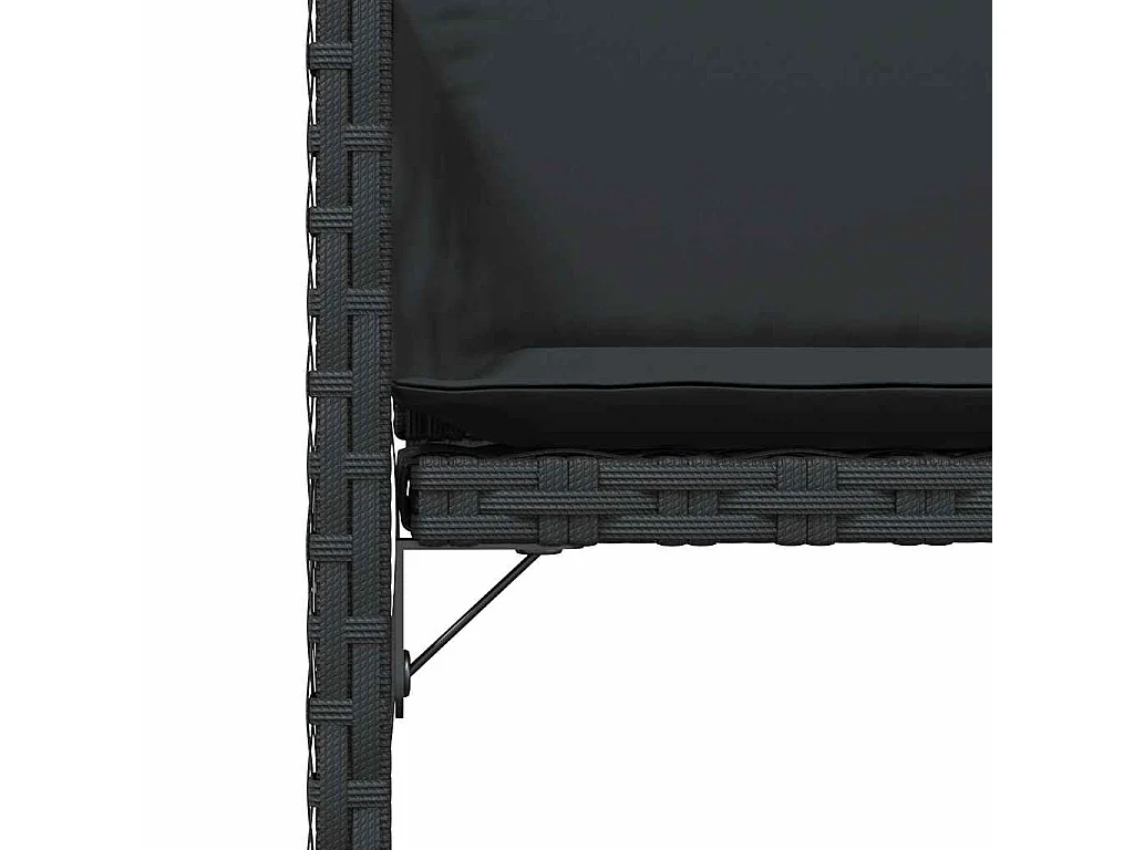 Set di 4 sedie da giardino con cuscini neri in resina intrecciata