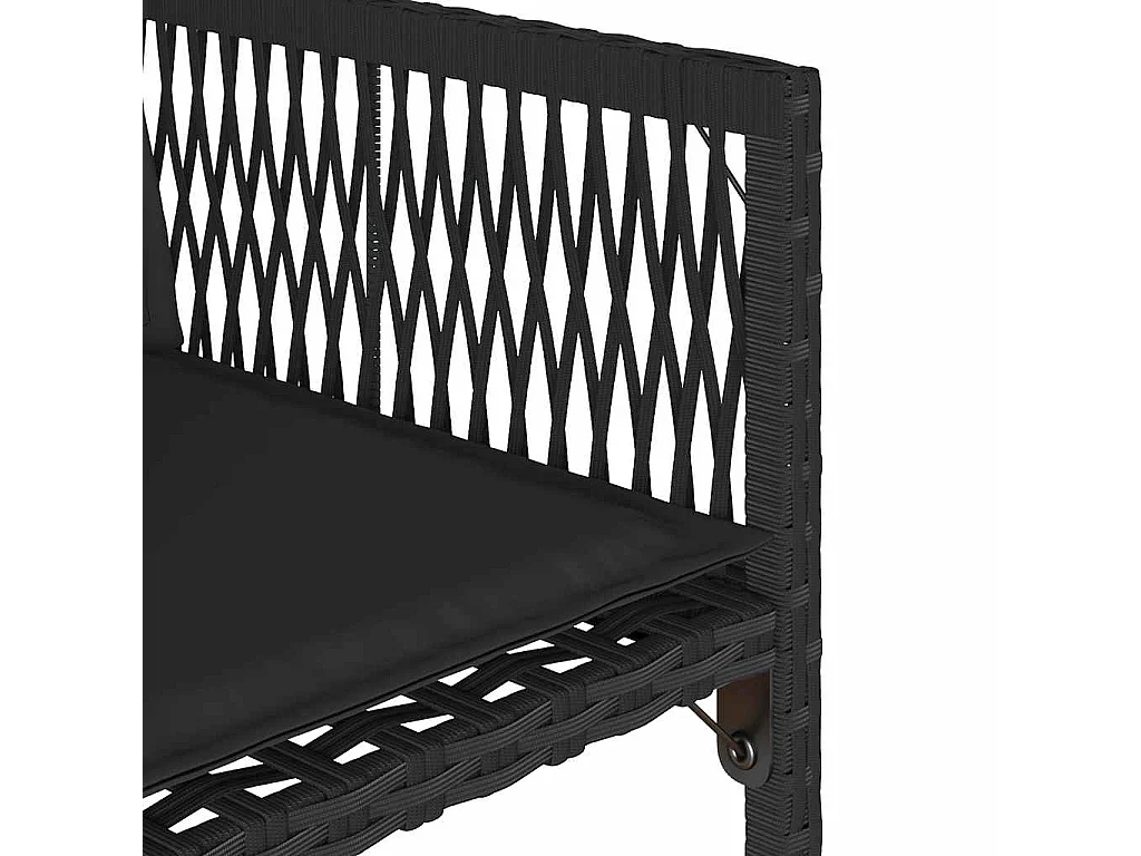 Set di 4 sedie da giardino con cuscini neri in resina intrecciata