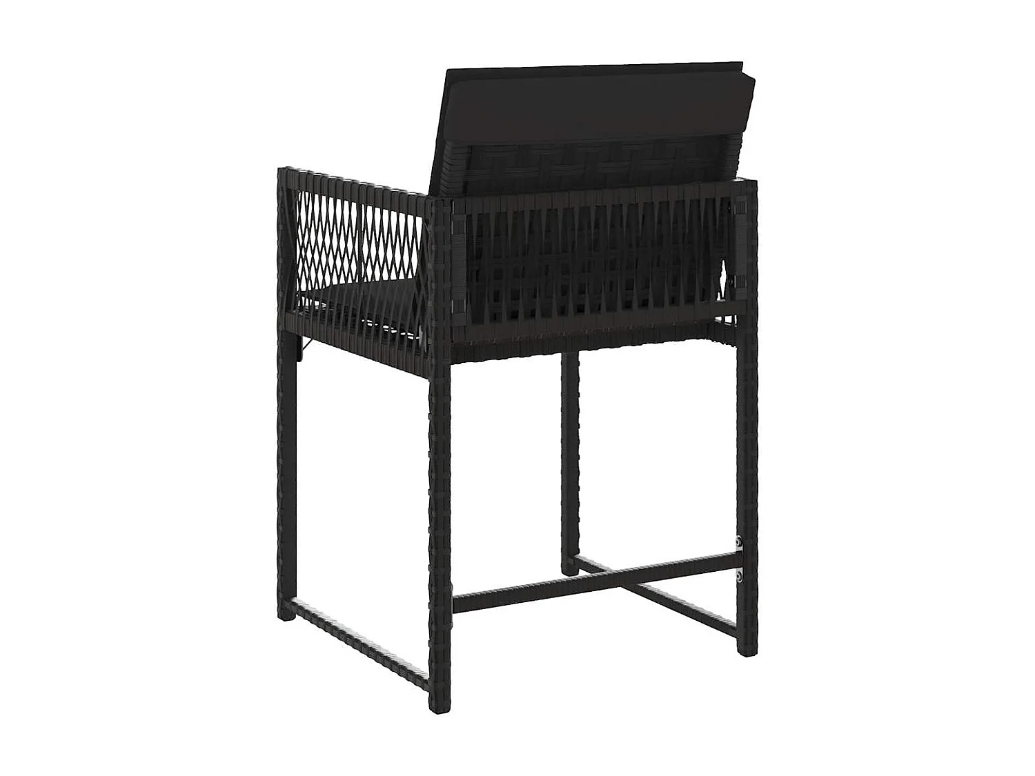 Chaises de jardin lot de 4 avec coussins noir résine tressée