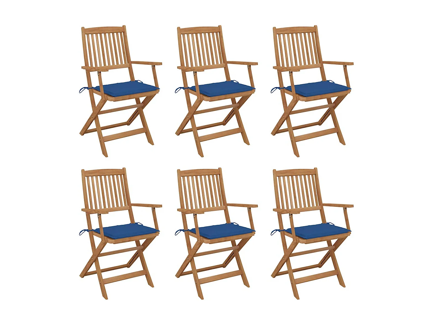 Chaises pliables de jardin lot de 6 avec coussins Bois d'acacia