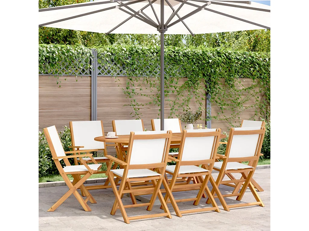Chaises de jardin pliantes lot de 8 tissu et bois massif