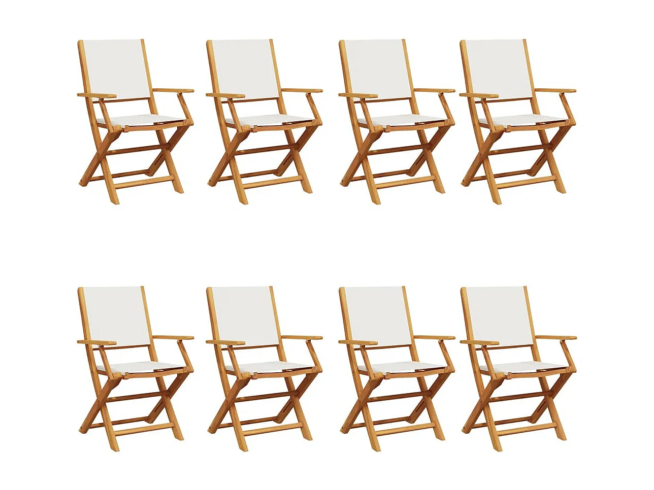 Chaises de jardin pliantes lot de 8 tissu et bois massif