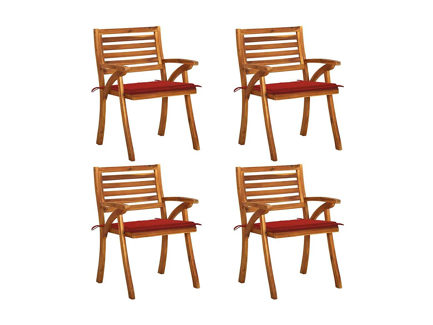 Gartenstühle mit Kissen 4er Set Massivholz Teak