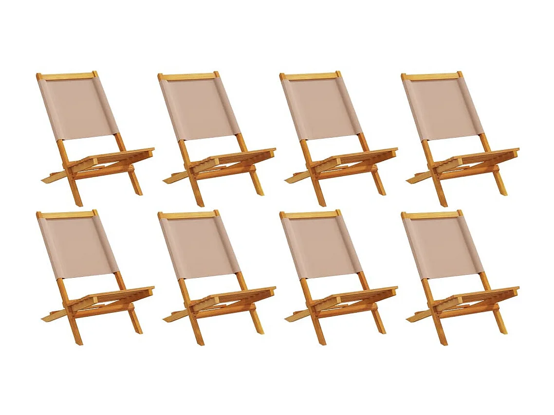 Chaises de jardin pliantes lot de 8 taupe tissu et bois massif