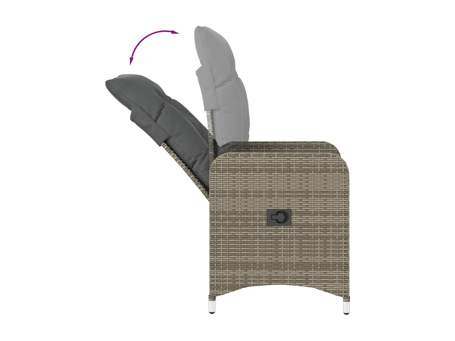 Set aus 2 verstellbaren Gartenstühlen und geflochtenem Harztisch