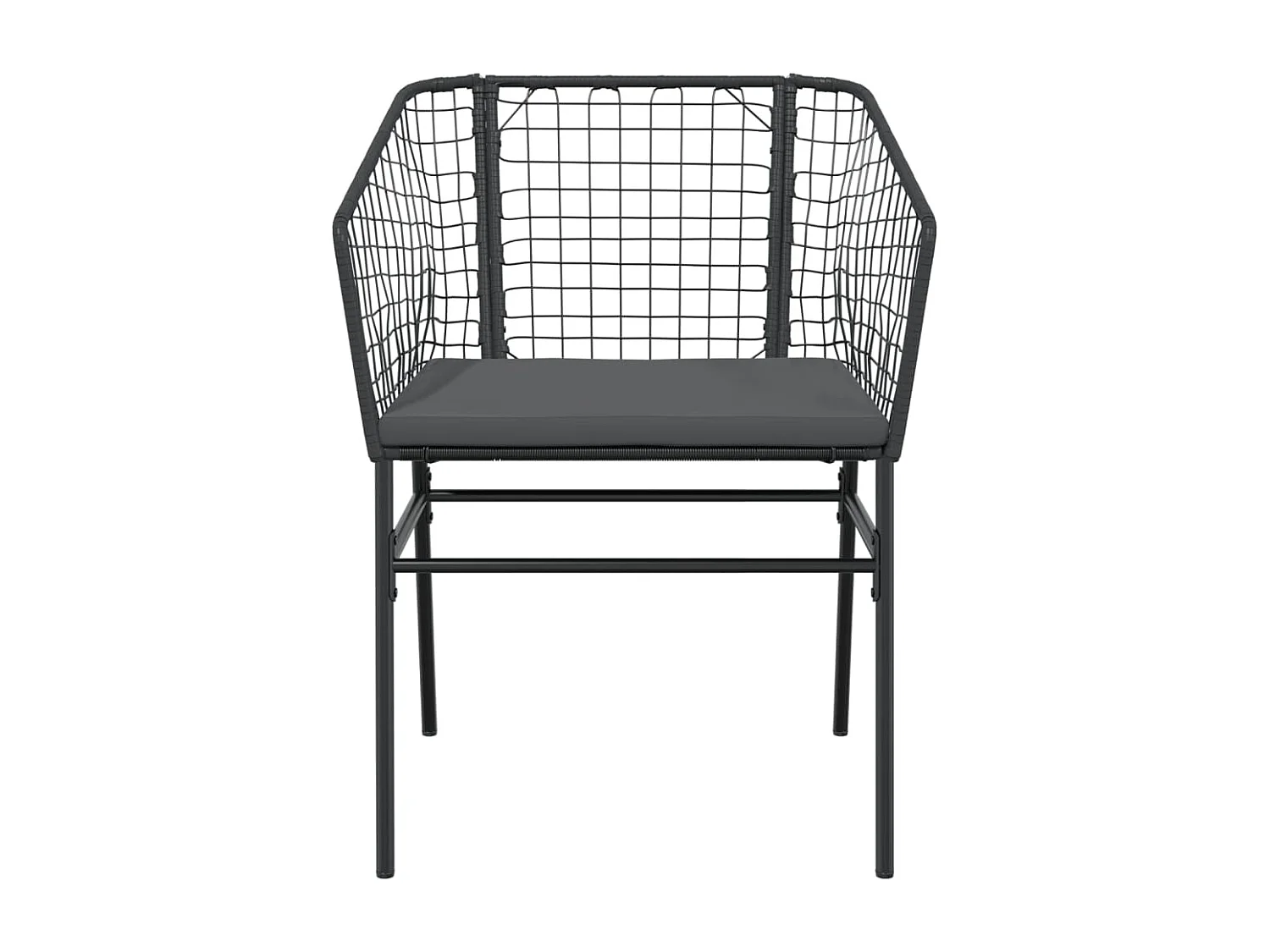 Set di 2 sedie da giardino con cuscini neri in resina intrecciata