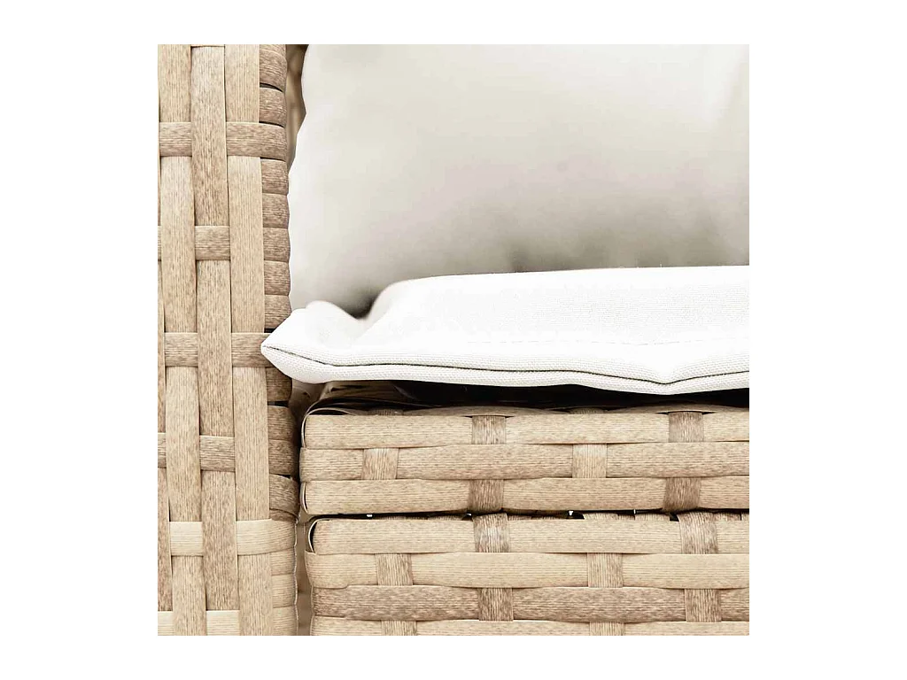 Chaise à bascule de jardin avec coussins beige résine tressée